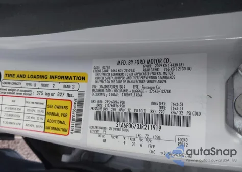 2018 Ford Fusion S z USA, uszkodzony, nr VIN 3FA6P0G73JR211919